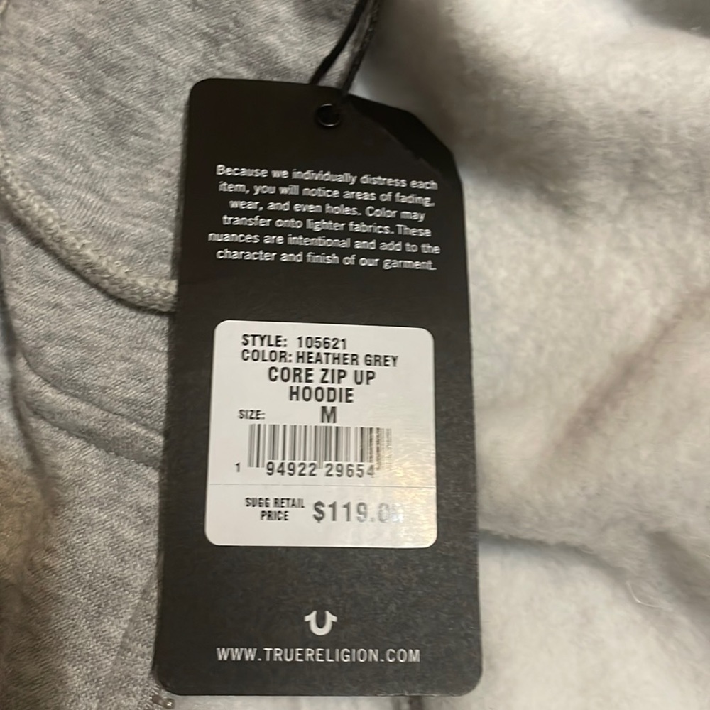 Size M Grey True Religion Hoodie Unworn/Perfect Condition